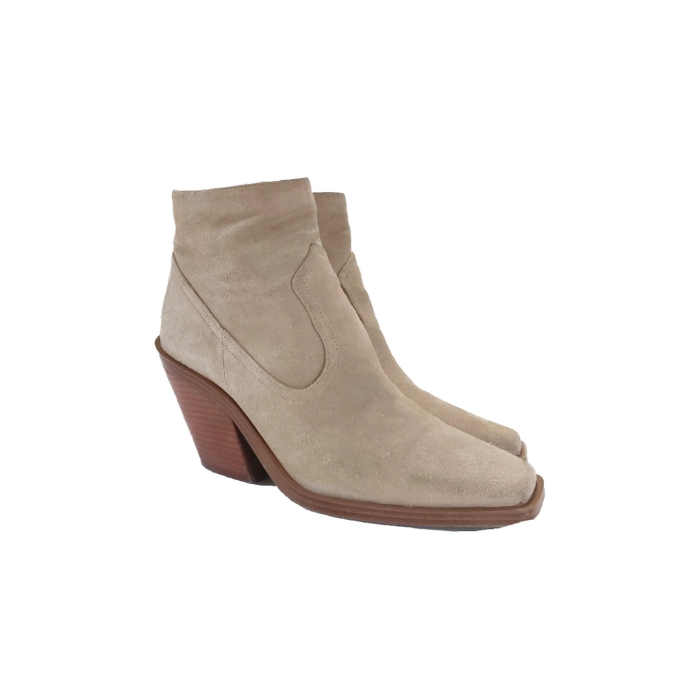 Womens Square Toe Block Heel Leather Bootie Vince Camuto Womens Size 8.5M Amtind